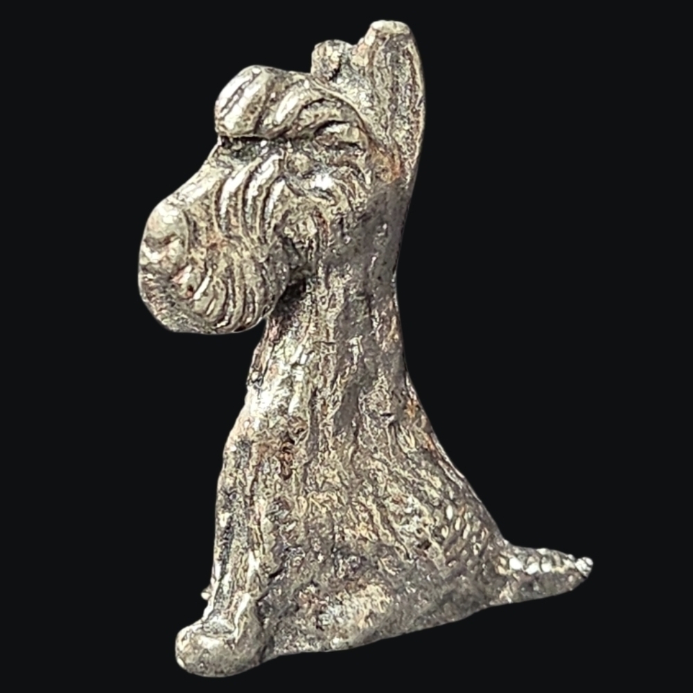 Vintage 1980's Silver Metal Or Pewter Scottish Terrier Miniature Dog Figurine